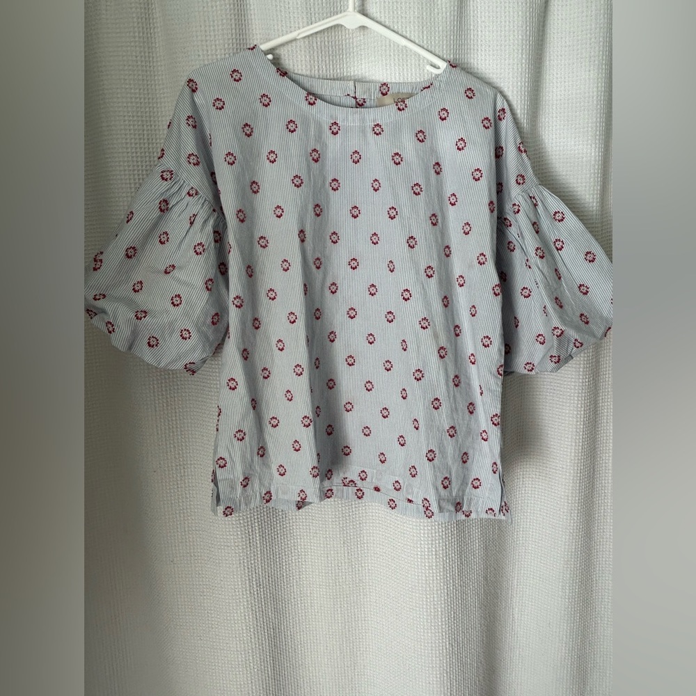 Loft Women’s Small striped blouse with puffy‎ sleeve